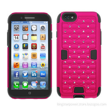 Back Cover Bumper Cases for New iPhone 6 and iPhone 6 Plus, Rhinestone Studded, PC Silicone, DurableNew